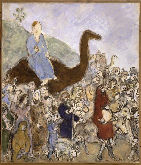 Jacob quitte son pays et sa famille pour se rendre en Egypte contemporain Marc Chagall Peintures à l'huile